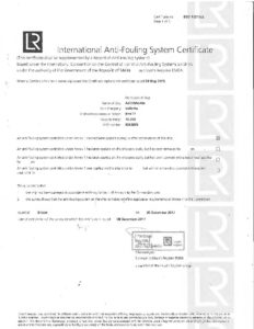 International Anti Fouling System Certificate