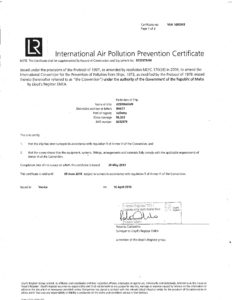 international air pollution prevention certificate