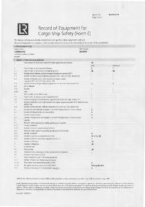 form E safety equipment certificate